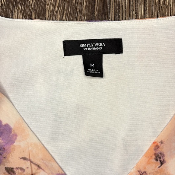 Simply Vera Wand dress white floral print ruffled tiered chiffon lined size Med - Picture 3 of 7